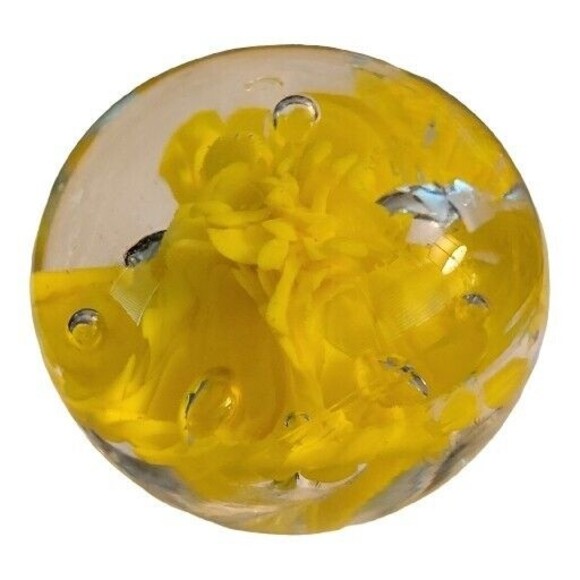 Vintage Joe St Clair Large Yellow  Paperweight *READ* - Picture 1 of 6